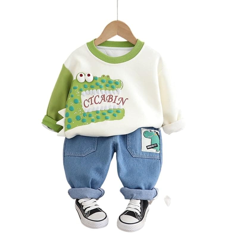 Googo Gaaga Unisex Kid Cotton Printed Clothing Set, Bubble Dino Print, Full Sleeve T-Shirt & Jogger, Soft Outfit, Casual Wear, Gift, Comfortable, Everyday Wear