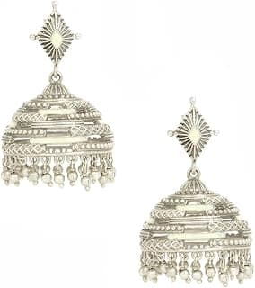 Shaya by Caratlane | 925 Silver| Kumbha Jhumki Earrings in Oxidised | Gifts for Womens & Girls