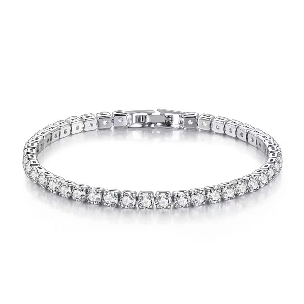 Vientiq Sparkling Silver-Plated White Crystal Stones Bracelet for Women/Girls