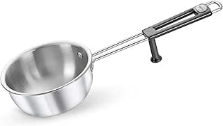 Prestige 13cm/550ml Tri-Ply Stainless Steel Splendor Tadka Pan|Gas & Induction Compatible| Rimmed Edge| in-Built Stand| Heat Resistance Handle| Thick Gauge