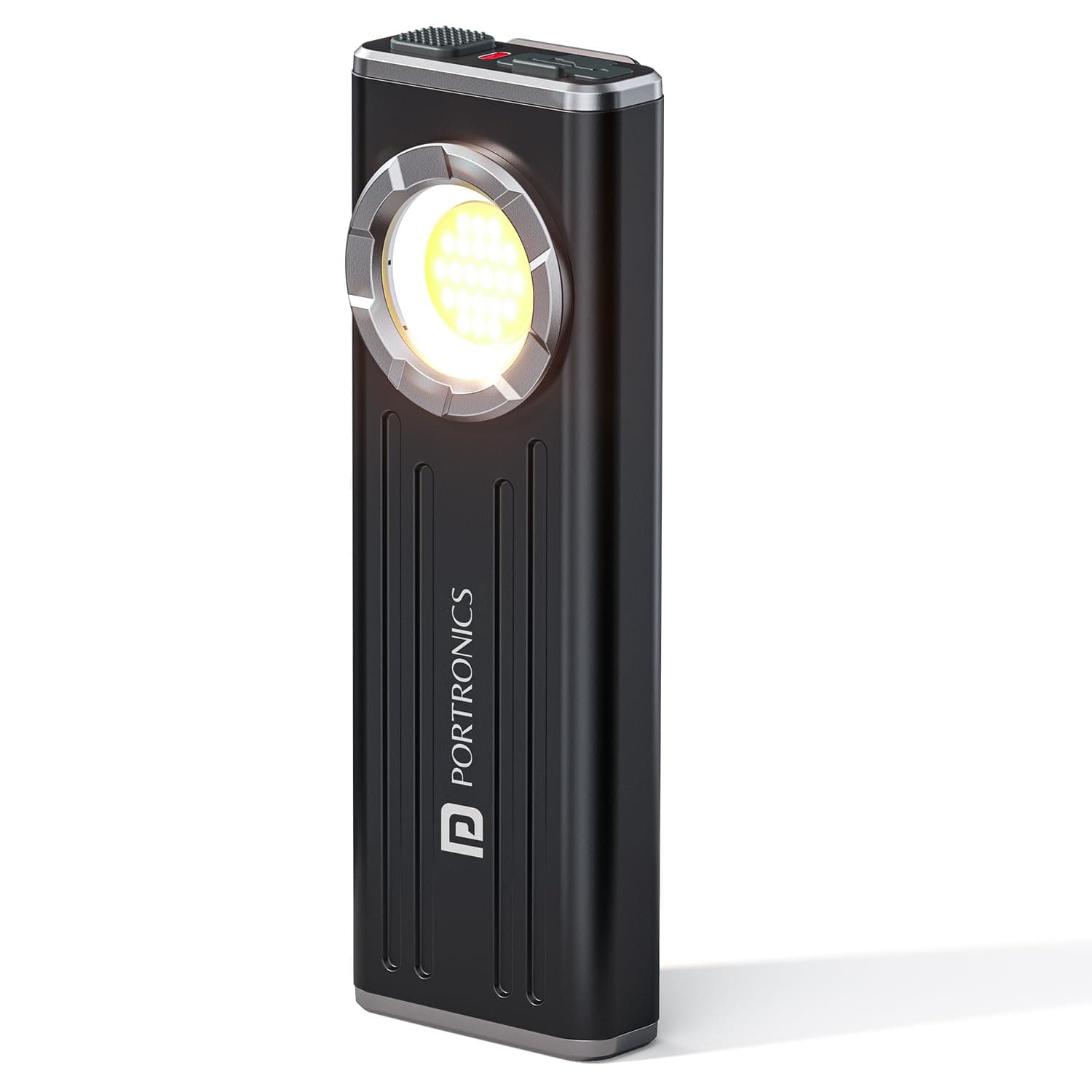 Portronics Eco Glow Bolt Rechargeable Magnetic LED Torch, 650 Lumens, 3 Modes, Type-C Charging, Pocket Clip, Aluminium Body, 35m Beam Range, Ideal for Camping, Repairs, Car, Emergency & Home Use