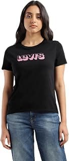 Levi's Women's Cotton Crew Neck Regular Fit Brand Logo T-Shirts (Black), XS