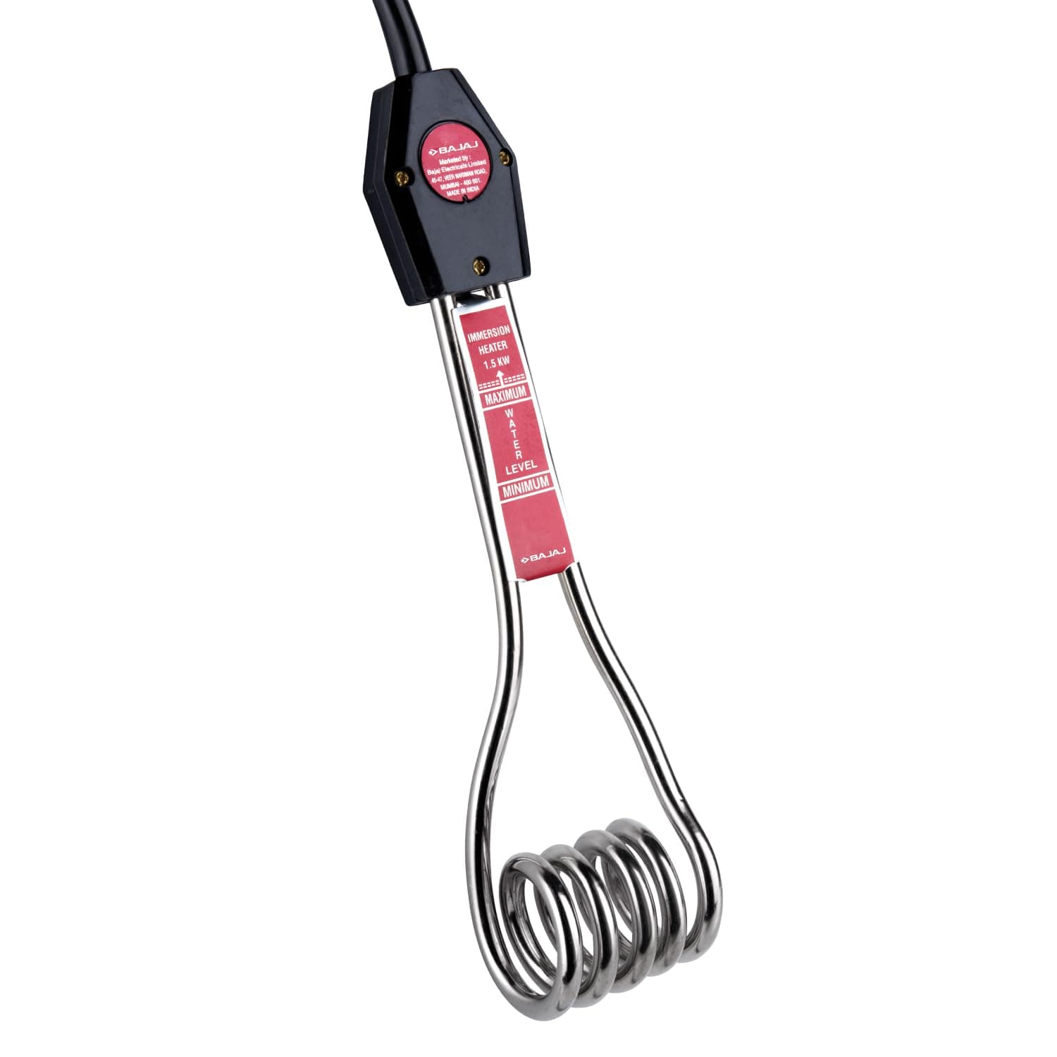 Bajaj Immersion 1500 Watts Water Heater Rod | Nickel Plated Heating| ISI Certified | 2 Years Warranty | Silver