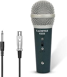 Kadence K222 Home Series Wired Mini Mic | 10ft Cable with 6.35mm Jack | Dynamic Cardioid Pickup | On/Off Switch | Studio & Karaoke Mic for Vocal Clarity | Dark Green