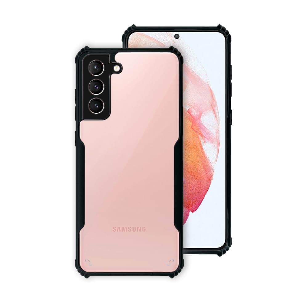 7SEVEN® Ipacky Back Cover for Samsung Galaxy S21 Mobile Back Case Shock Proof Design Camera Edges Protection Crystal Clear Phone Case Precise Cutouts Matte Black Soft Bumper Phone Cover
