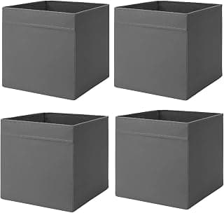 Ikea Dröna Storage Box, Shelf Organiser, Velvet Fabric, Dark Grey, 33 x 38 cm, Pack of 4