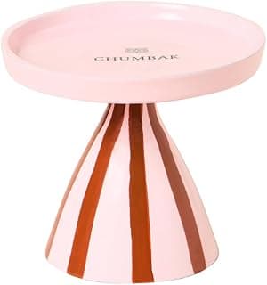 Chumbak Paradise Stripes Candle Stand – Pink | Hand-Painted Decorative Candle Holder |Lost in Paradise