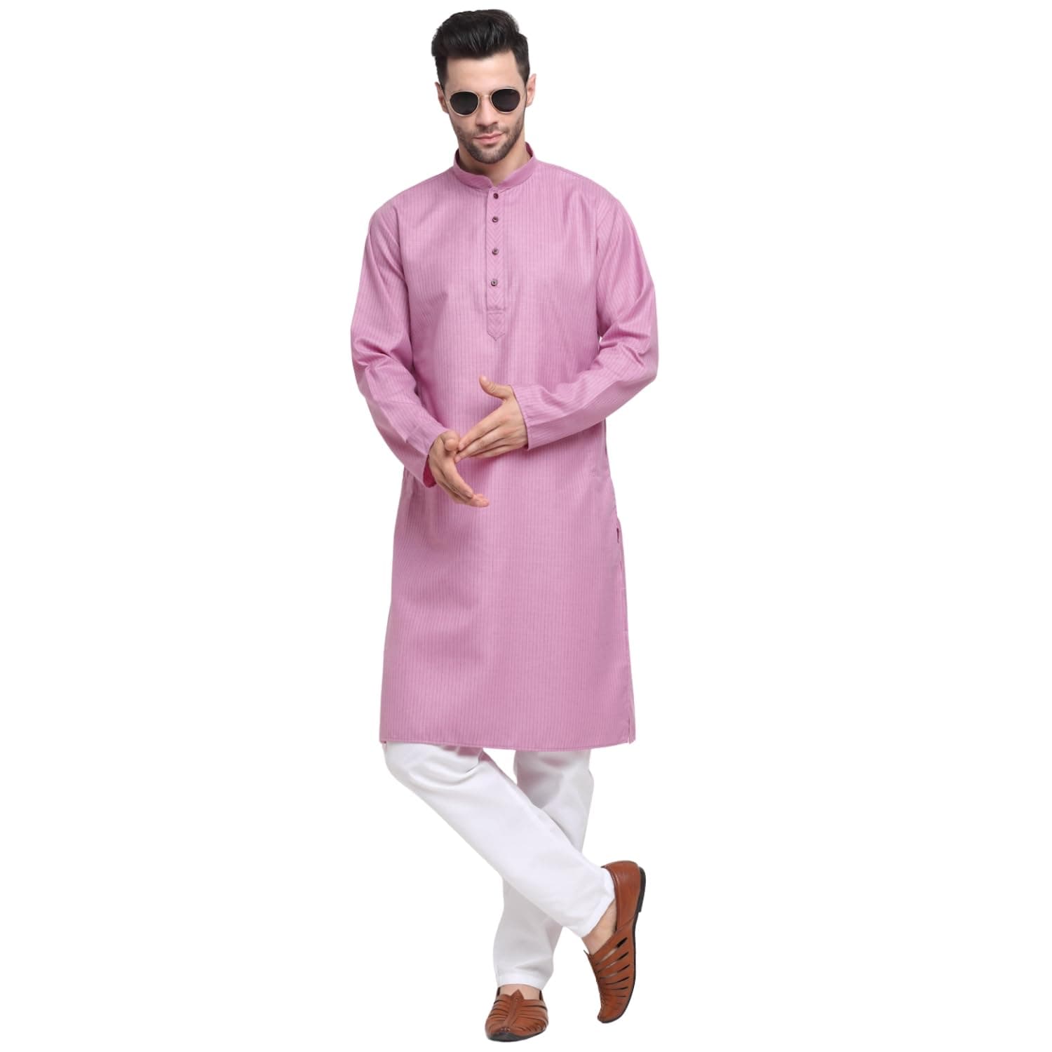 KRAFT INDIA Men Cotton Striped Kurta Pyjama Set