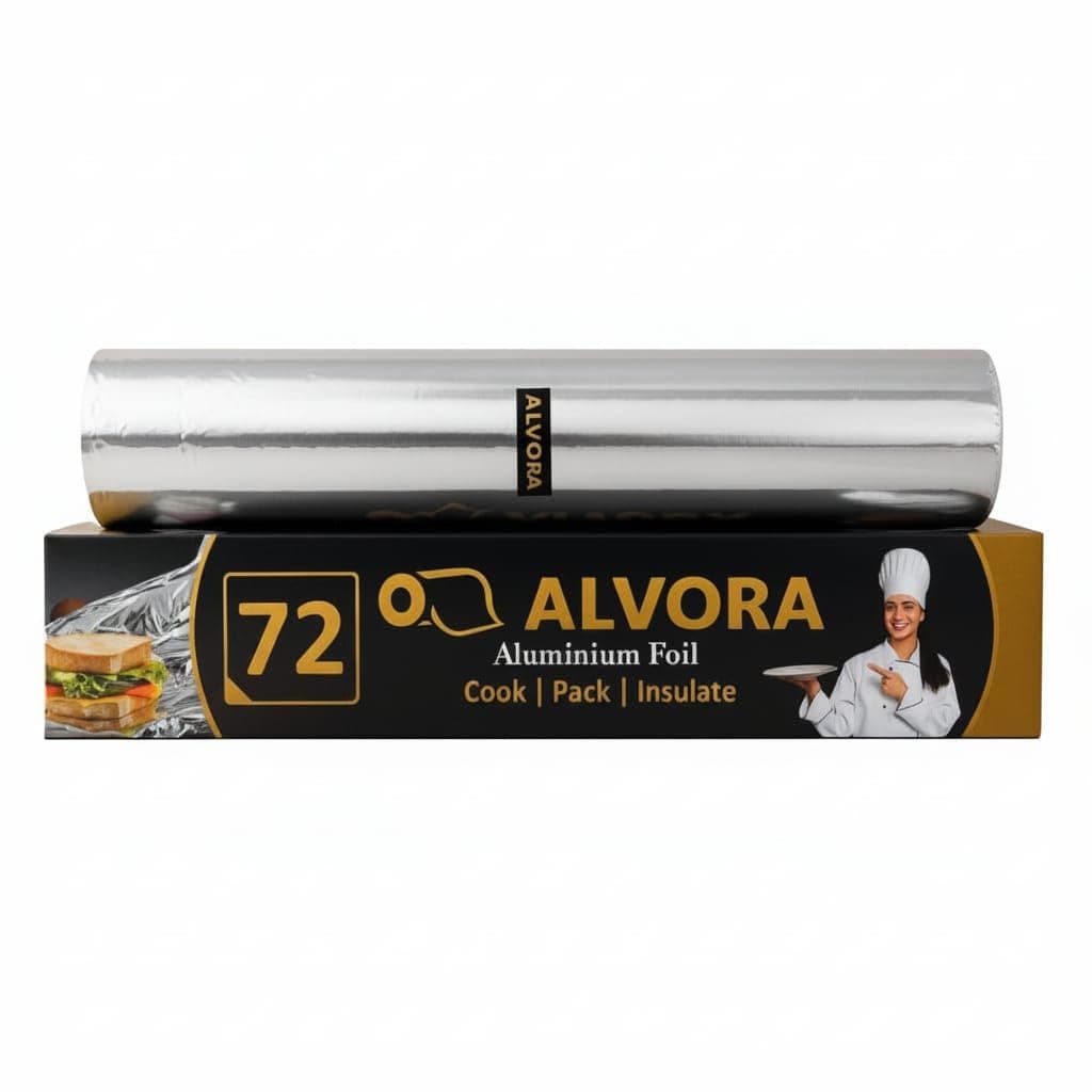 Aluminium Foil Paper 72 Guaranteed Heavy Duty Durable Kitchen Foil Roll for Cooking Baking Grilling Packing and Insulating Food Safe High Quality Food Wrap Use (72)