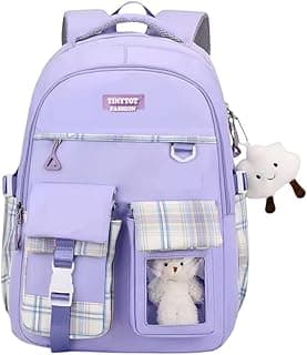 Tinytot 34 Litre Korean Style School Bag Water-Resistant Laptop & Travel Backpack - Unisex Large 19 Inches Multipurpose Student Backpack for Boys & Girls, Men & Women; Black
