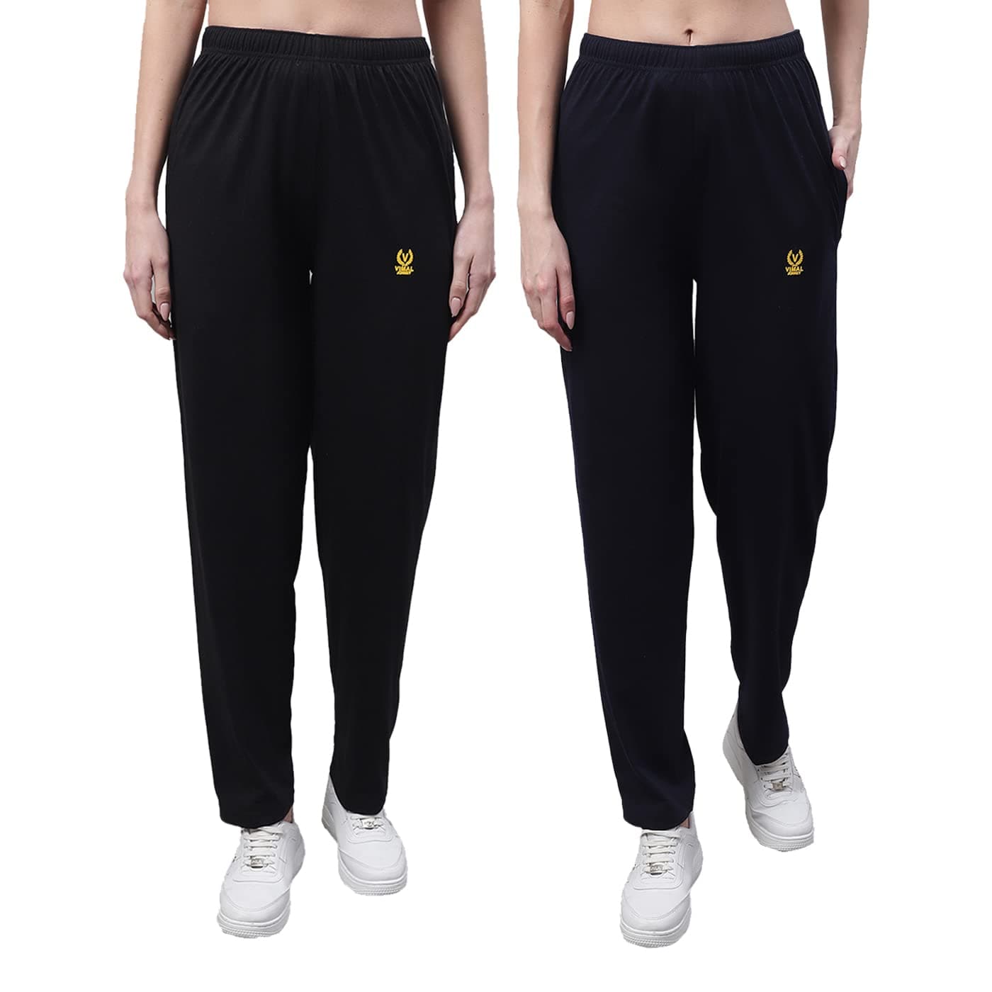 Mack Jonney Regular fit Cotton Trackpant for Women (Pack of 2)-D10_BLK_MLG_002-P