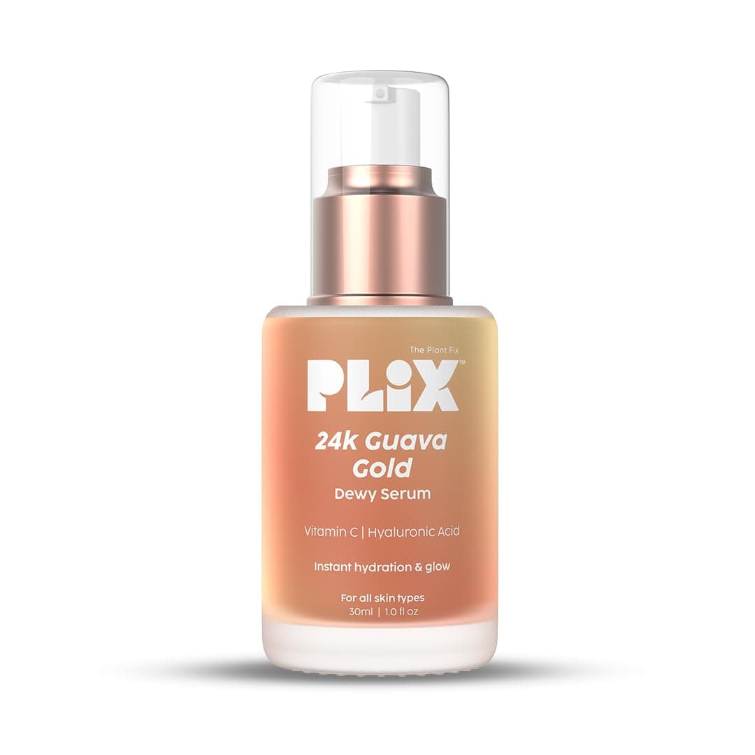 The Plant Fix Plix 24K Guava Gold Serum | Vitamin C & Hyaluronic Acid | Brightens Skin & Reduces Photoageing | 2-In-1 Face Serum & Primer For Glowing Skin | 30 Ml