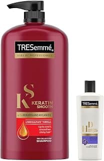 TRESemme Keratin Smooth Shampoo,With Keratin And Argan Oil For Straighter, And Shinier Hair, 1 Ltr and Tresemme Hair Fall Defense Conditioner, With Keratin Protein, Prevents Hair Fall, 190 ml