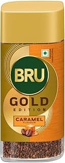 Bru Gold Caramel Powder| Flavoured Instant Coffee | Flavourful Twist To Your Everyday Coffee | Made With Freeze-Dried Coffee | Makes 40 Cups | - Bottle, 55 Gm