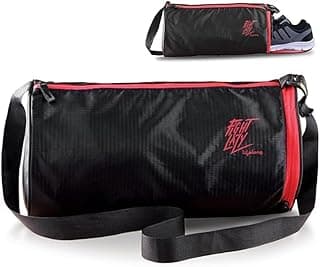 Lifelong Lifelong Cotton 30 L Duffle Gym Bag for Men & Women | Adjustable Shoulder Bag | Water Resistant | Sports & Travel Bag with Shoe Compartment & Side Pocket (Black & Red),48.3cm