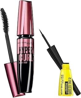 Maybelline New York Hypercurl Mascara Waterproof, Black, 9.2ml And Maybelline New York Colossal Bold Eyeliner, Black, 3g