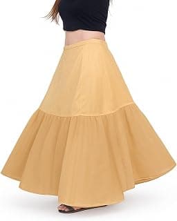 SEER Women Cotton Cancan Skirt Petticoat Hoop Less Underskirt, Floor Length, Beige, Free Size (CANCAN SKIRT)