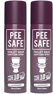 Pee Safe Toilet Seat Sanitizer Spray (Lavender - Pack of 2) | Reduces the Risk Of UTI & Other Infections | Protects From 99.9% Germs In 10 Seconds & Travel Friendly | Anti Odour | 50 ml