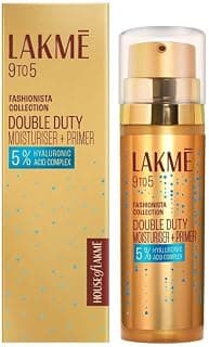 LAKME 9to5, Double Duty Moisturiser + Primer, 30g, for Long-Lasting Makeup and Hydrated Skin, with 5% Hyaluronic Acid Complex, Blurs Pores, Non-Sticky Formula