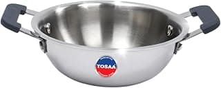 TOSAA TRIPLY MINI KADHAI, Mini Triply Kadhai – 3 Layer Base,Ideal for Frying, Tadka,Compact & Heavy Duty | Induction Base | Multipurpose Cookware | 650 ml