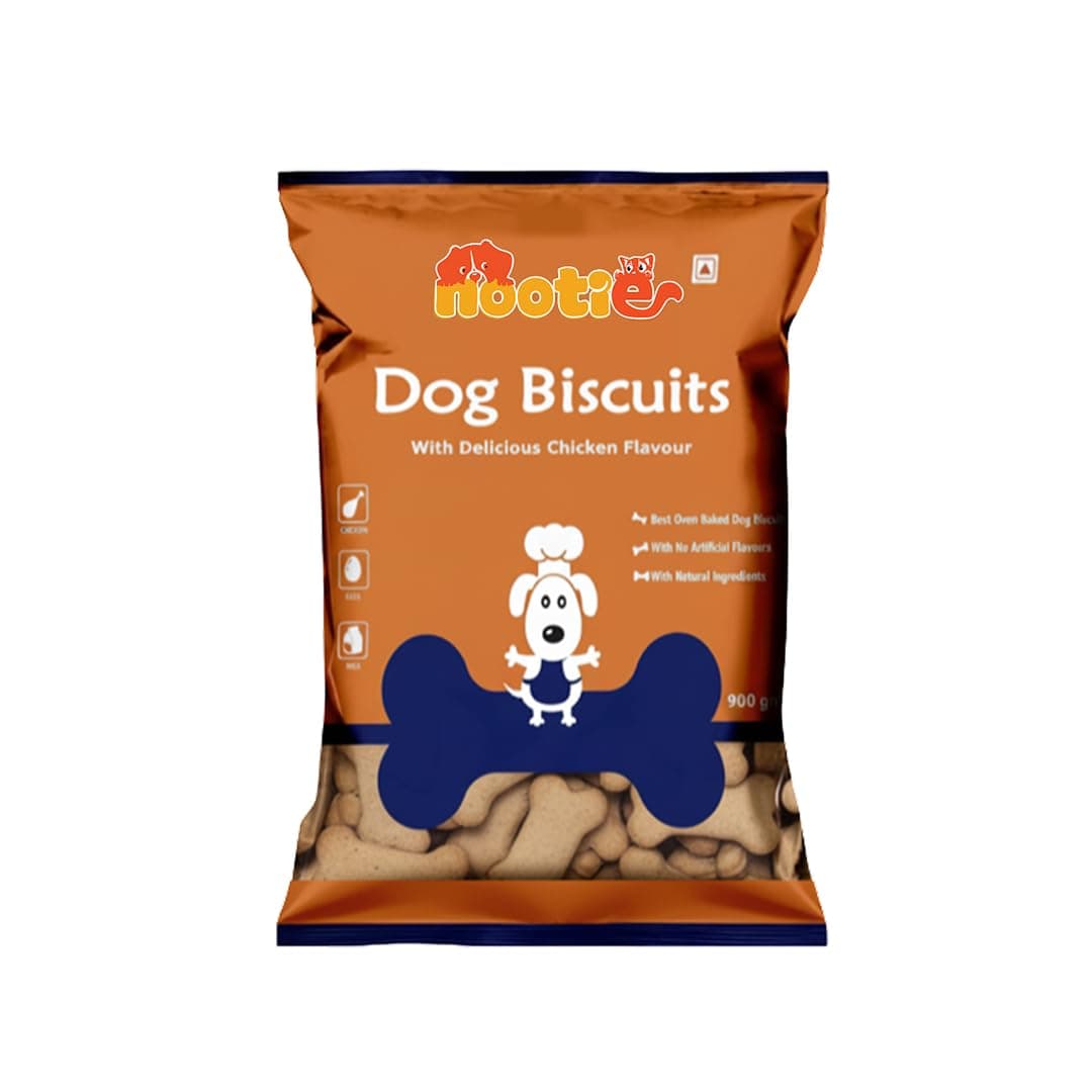 Nootie Dog Biscuits | Real Chicken & Peanut Butter | Plaque & Tartar Removal | Vitamins & Minerals | Human-Grade Treats for All Life Stages | All Breeds | 900g