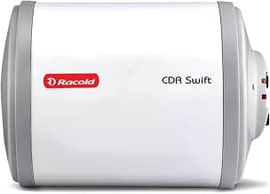 Racold CDR Swift 10 Litre 3kW Storage Water Heater | 33% Faster Heating than other 2kW Geysers | Energy Efficient Horizontal Geyser | Titanium Coating on Tank| Free Standard Installation & Pipes