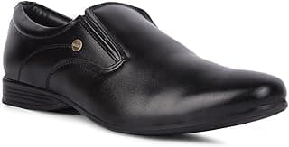 Liberty Fortune Robert-1 Men’s Formal Oxfords Shoes, Non-Lacing - Black & Tan - Synthetic Leather Shoes for Men with Cushioned Footbed - Stylish Office Footwear