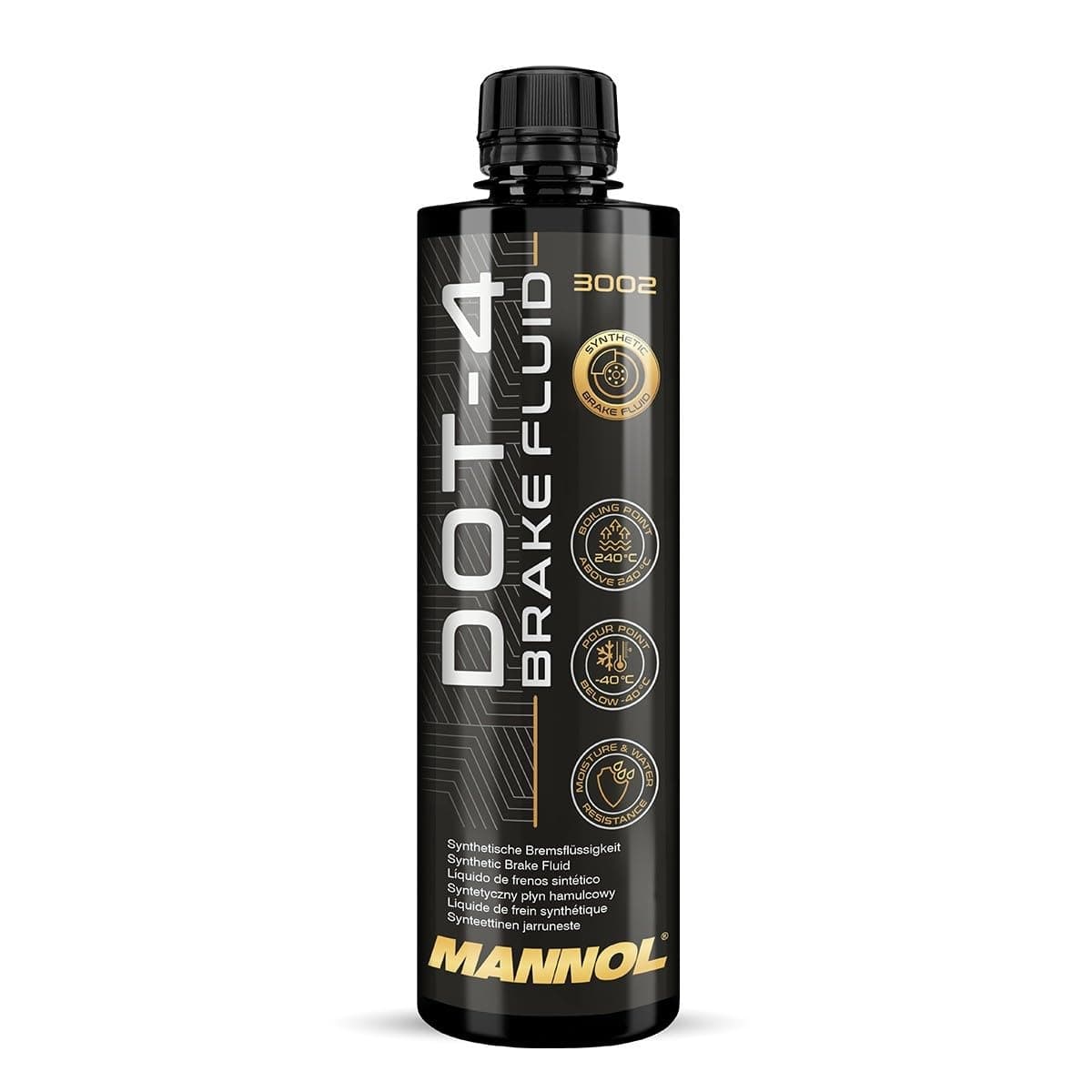 MANNOL 3002 DOT-4 | Synthetic Brake Fluid | FMVSS 116 | SAE J1703/J1704 | Hydraulic systems | brake devices | Clutches | Entirely inactive brake system | Imported from Germany 450ML