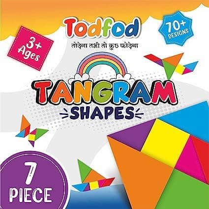 TodFod Wooden Tangram Puzzle | Brain Booster Game for Kids | STEM Learning Pattern Blocks | Educational Toy for Creative Thinking | Junior Edition 1+ Years
