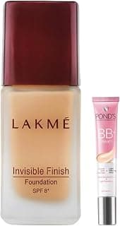 LAKMÉ Invisible Radiant Finish Spf 8 Light Coverage Foundation, For All Skin Shade 01, 25Ml And Pond's White Beauty Bb+ Fairness Cream 01 Original, 18 G,2 Count