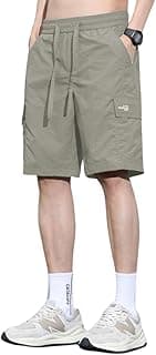TAGDO Men's Cotton Cargo Shorts with Multi Pockets | Lightweight Casual Outdoor Shorts Pant for Men | Elastic Waist Drawstring Utility Shorts for Hiking, Camping and Daily Wear (2048)