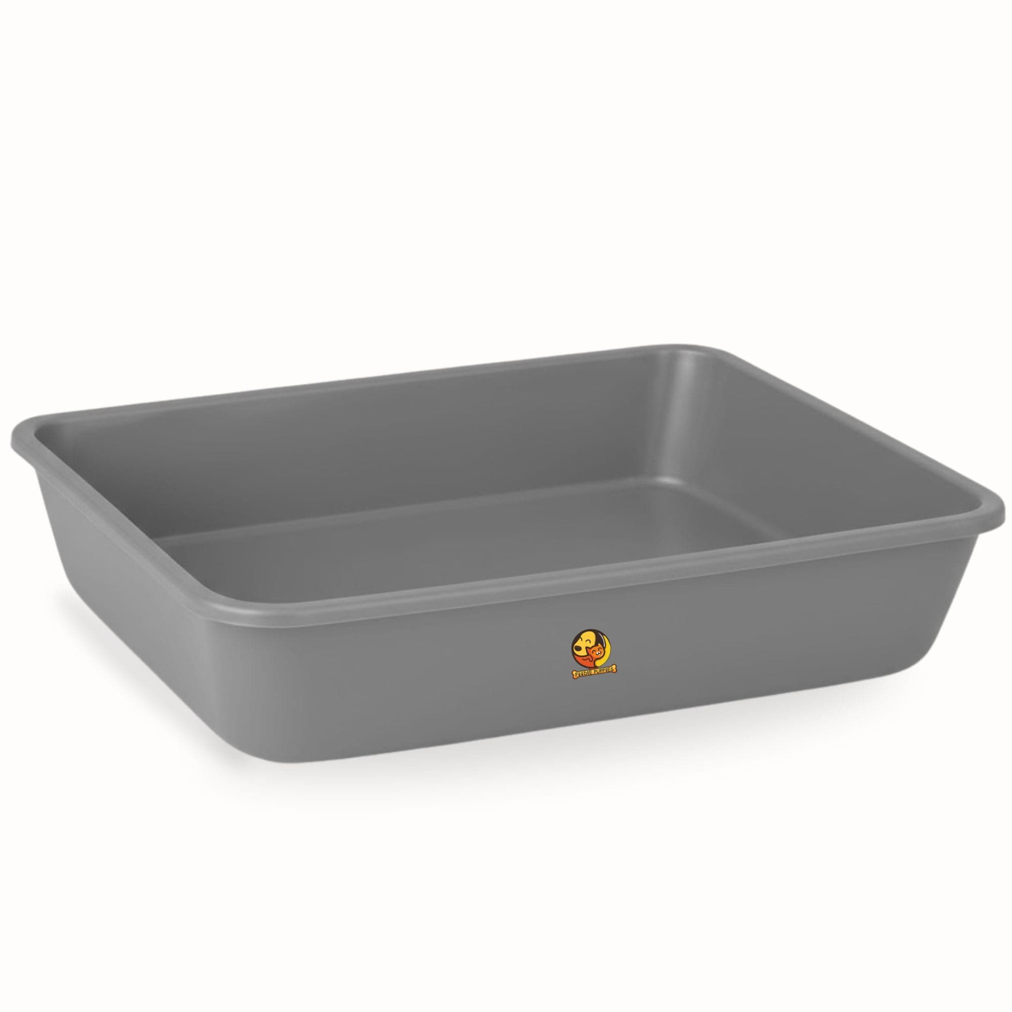 Foodie Puppies Litter Tray for Cat and Kitten - Grey (Large, Plain Rectangle Tray) | Reduces Odor, Perfect Starter for Toilet/Potty Training | Cat Litter Tray for All Breeds (59 x 47 x 19 cm)