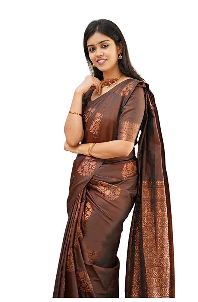 Sidhidata Textile Women's Banarasi Soft Silk Saree With Unstitched Blouse Piece (Free Size)