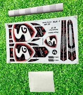 vicky sports RED HRD V-17 CRICKET BAT STICKER GLOSSY SHINE WITH GRIP AND FIBER TAPE