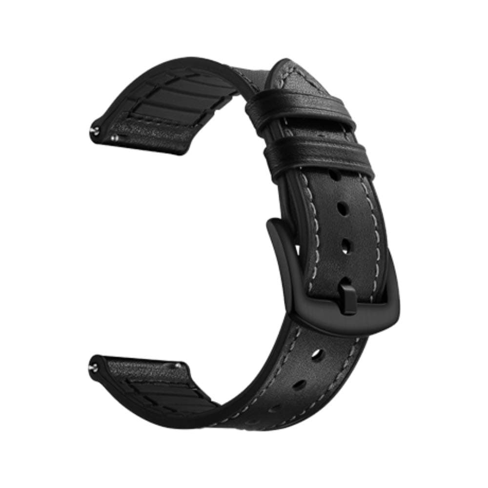 Oboe 20mm Smart Watch Leather Plus Silicone Band Strap Compatible for Amazfit GTR 42mm / GTS/Bip/Bip Lite/Samsung Gear Sport/Samsung Gear S2 Classic/Huawei Watch 2 (Black)