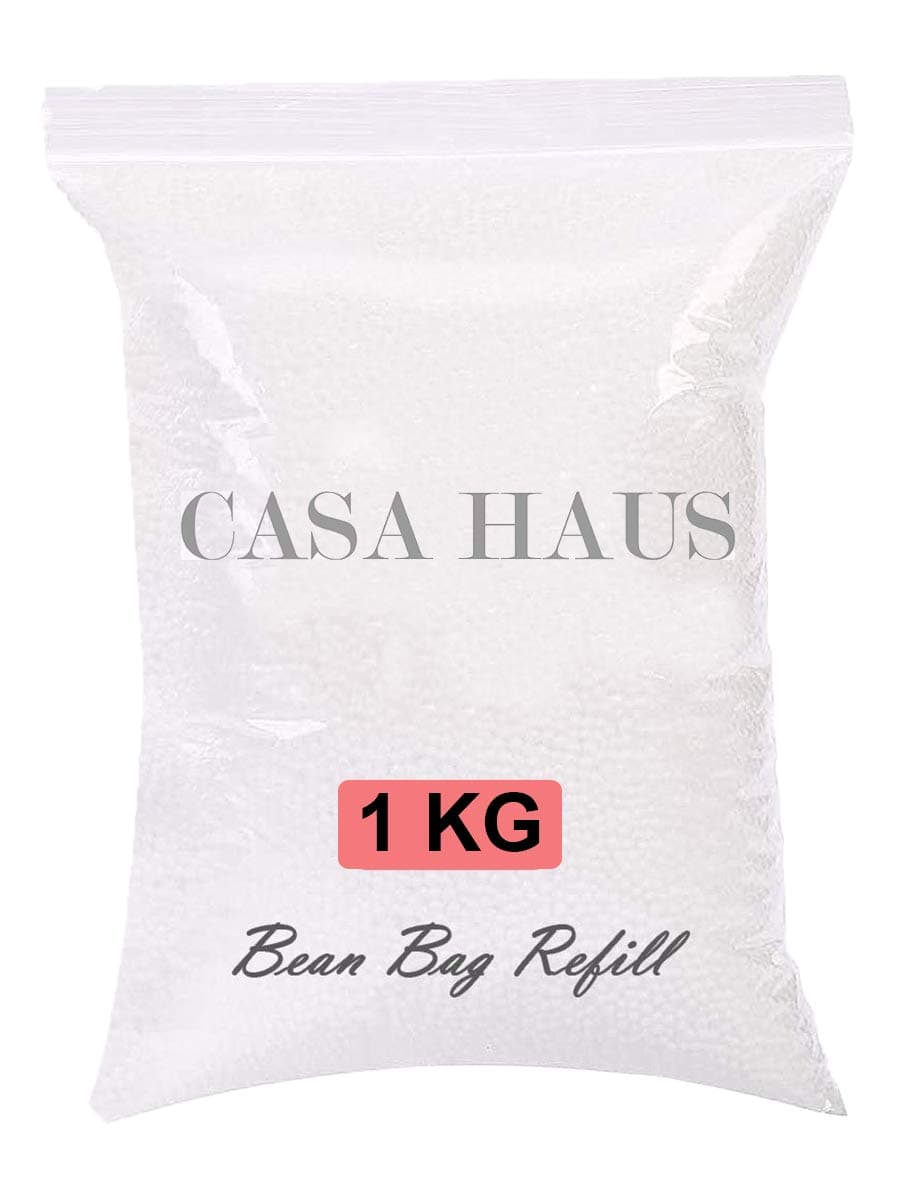 Casa Haus Premium Virgin Grade Thermocol Balls Refill for Pillows, Sofa, Bean Bags, Soft Toys & Beans for Bean Bag Refill 1 Kg (White)