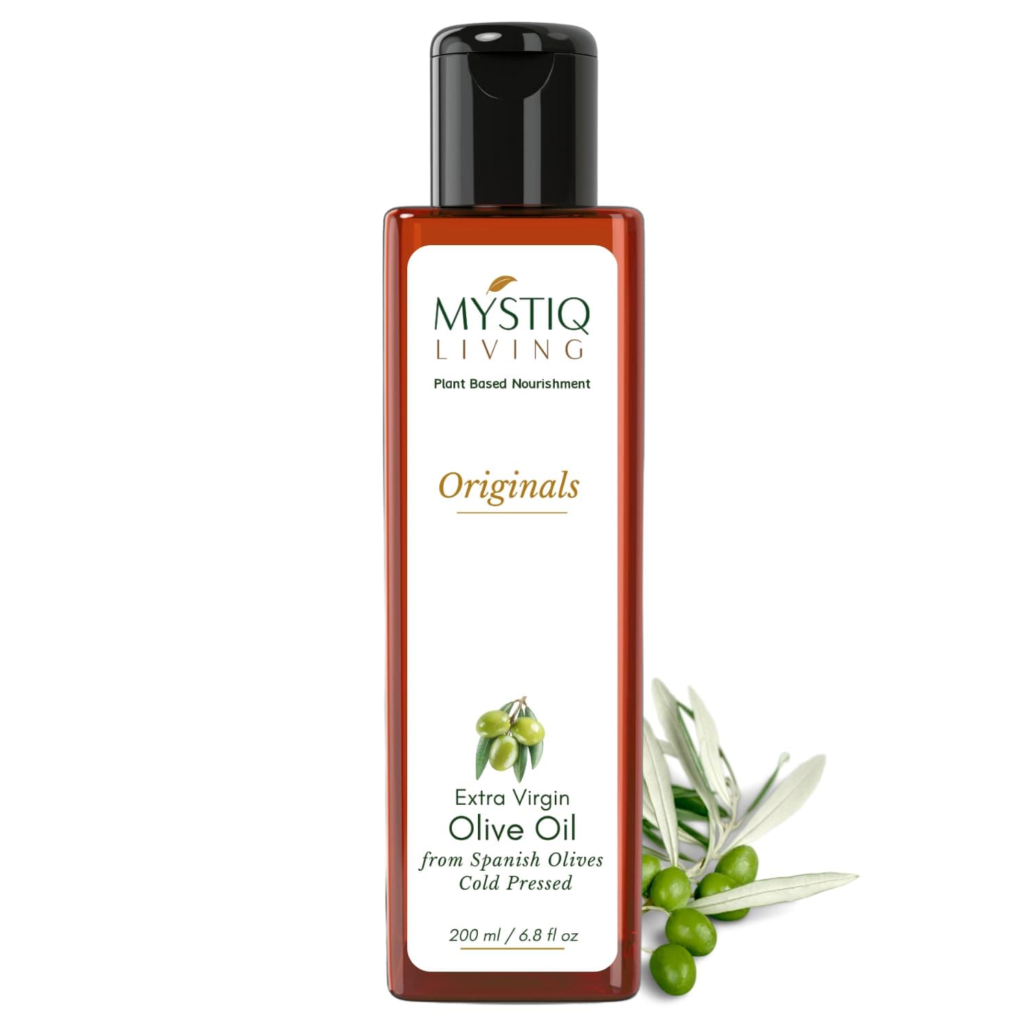 Mystiq Living Extra Virgin Olive Oil for Skin, Hair & Baby Massage - 200 ML | Cold Pressed, Pure & Natural, Single Ingredient