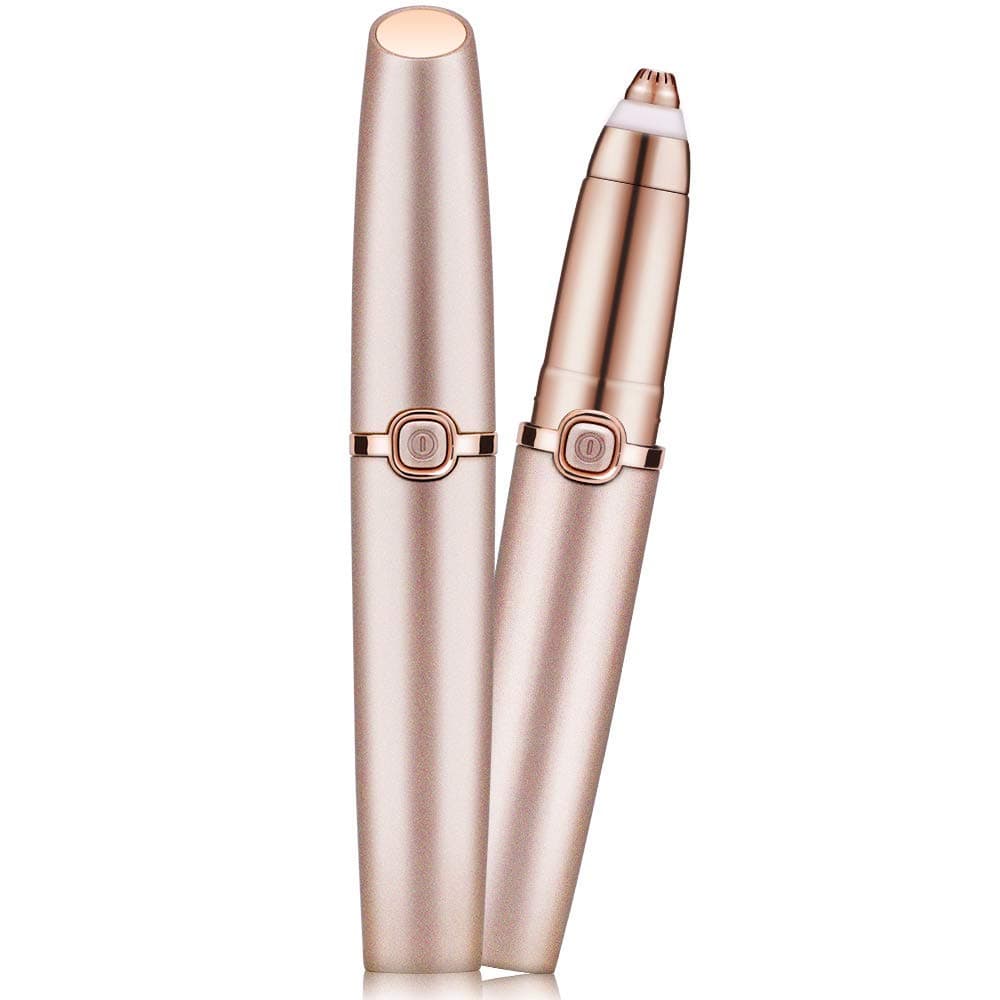 Painless USB Charging Eyebrow Trimmer,Painless Electric Facial Hair Remover for Women,Rechargeable Eyebrow Razor with LED Light,Gold