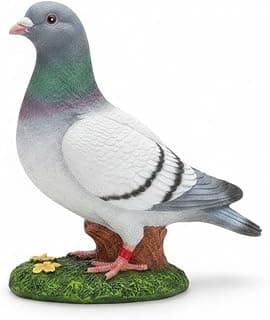 ATORSE® Textured Resin Pigeon Statue Painted Pigeon Statue Molded Base Resin Bird Ornament Decorative, Gray White B
