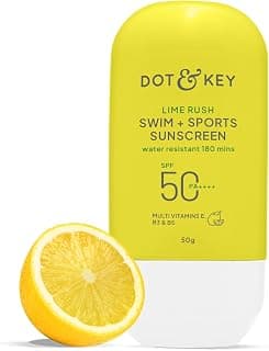 DOT & KEY Lime Rush Swim + Sports Sunscreen In-Vivo Tested SPF 50+ PA++++, | 180 Minutes Water Resistant, Sweat Resistant, Prevents Tanning, Non-Greasy, Lightweight | All Skin Types | 50g
