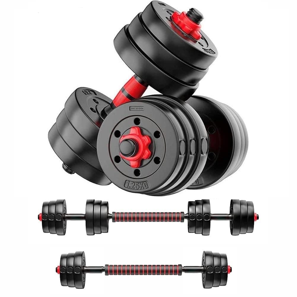 FitBox Sports Intruder Convertible Kit 12kg (3kg x 4) Button Shapped Weight Plates & Dumbbell Rods for Home Gym Set, Black