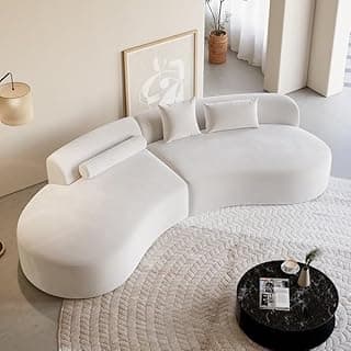 2+2=4 Seater Classic Modern Living Room Interior Curved Style Chesterfiled Sofa Lounger 2-Pieces Style Sofa Set 4-Person Sofa for Living Room,Office. (Beige)