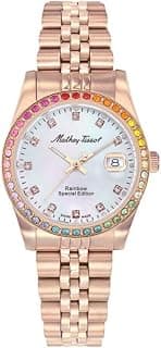 Mathey-Tissot Stainless Steel White Dial Analogue Watch for Women -D809Pqi, Rose Gold Band