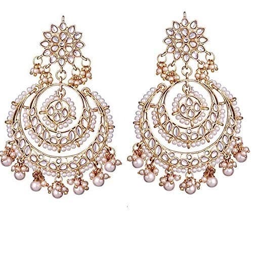 I Jewels 18K Gold Plated Alloy Kundan Stones Earrings For Women