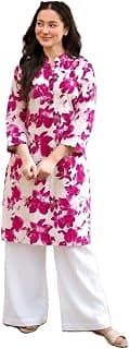WS Textile Women’s Pure Cotton Floral Printed Single Straight Kurti Casual Ethnic Wear