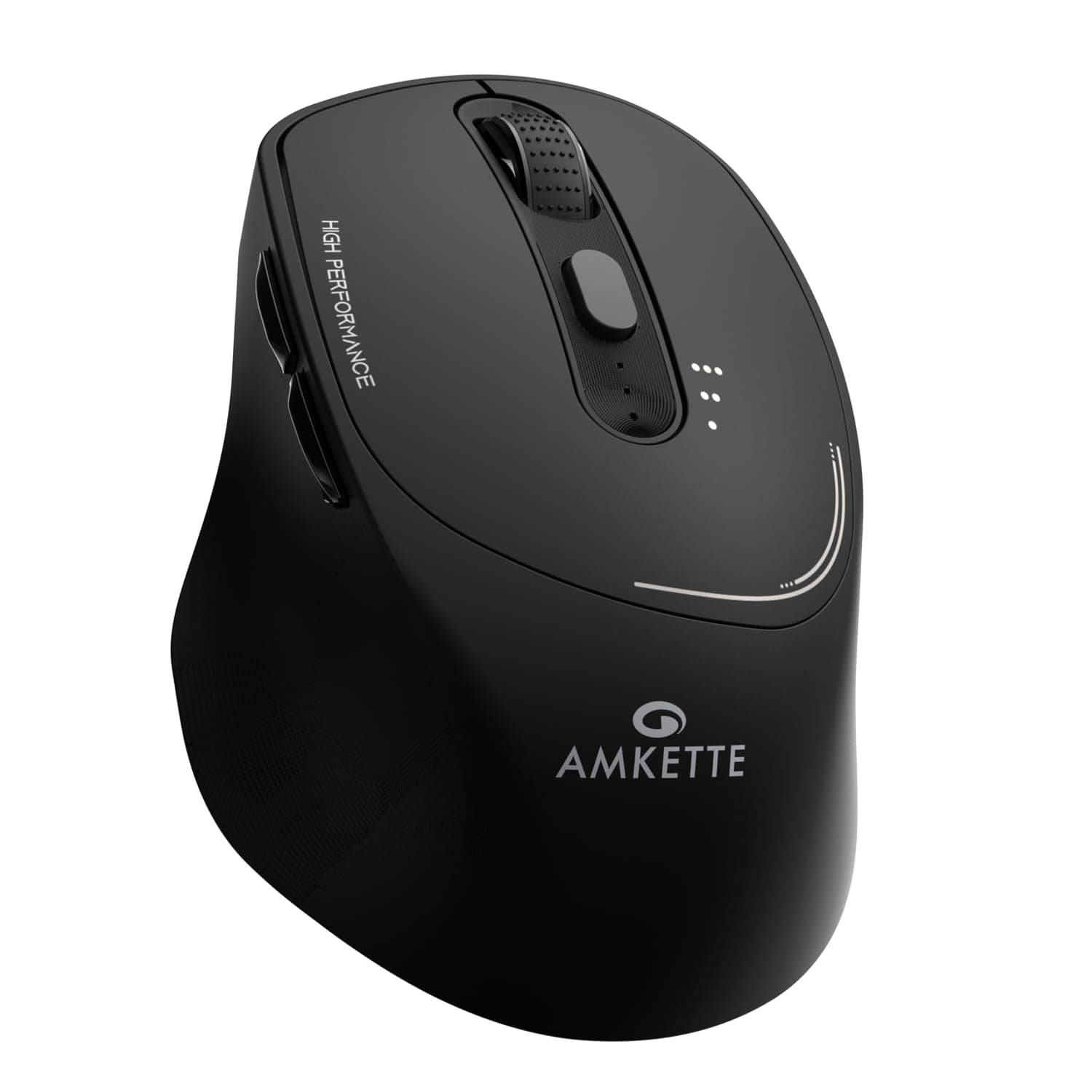 Amkette Hush Pro Epic Rechargeable Wireless Mouse/Bluetooth Mouse | 3 Device Connectivity (2xBT&2.4G)| 2400 DPI |Silent Switches| Premium Ergonomic Design Type C Charging | Black
