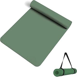 Exercise & Yoga Mat for Women and Men, High Density, Anti-Slip/Skid/Split Yoga Mat for Home, Outdoor, Gym Workout and Flooring Fitness Mat with strap (24x72 IncheS) (4MM, army green)