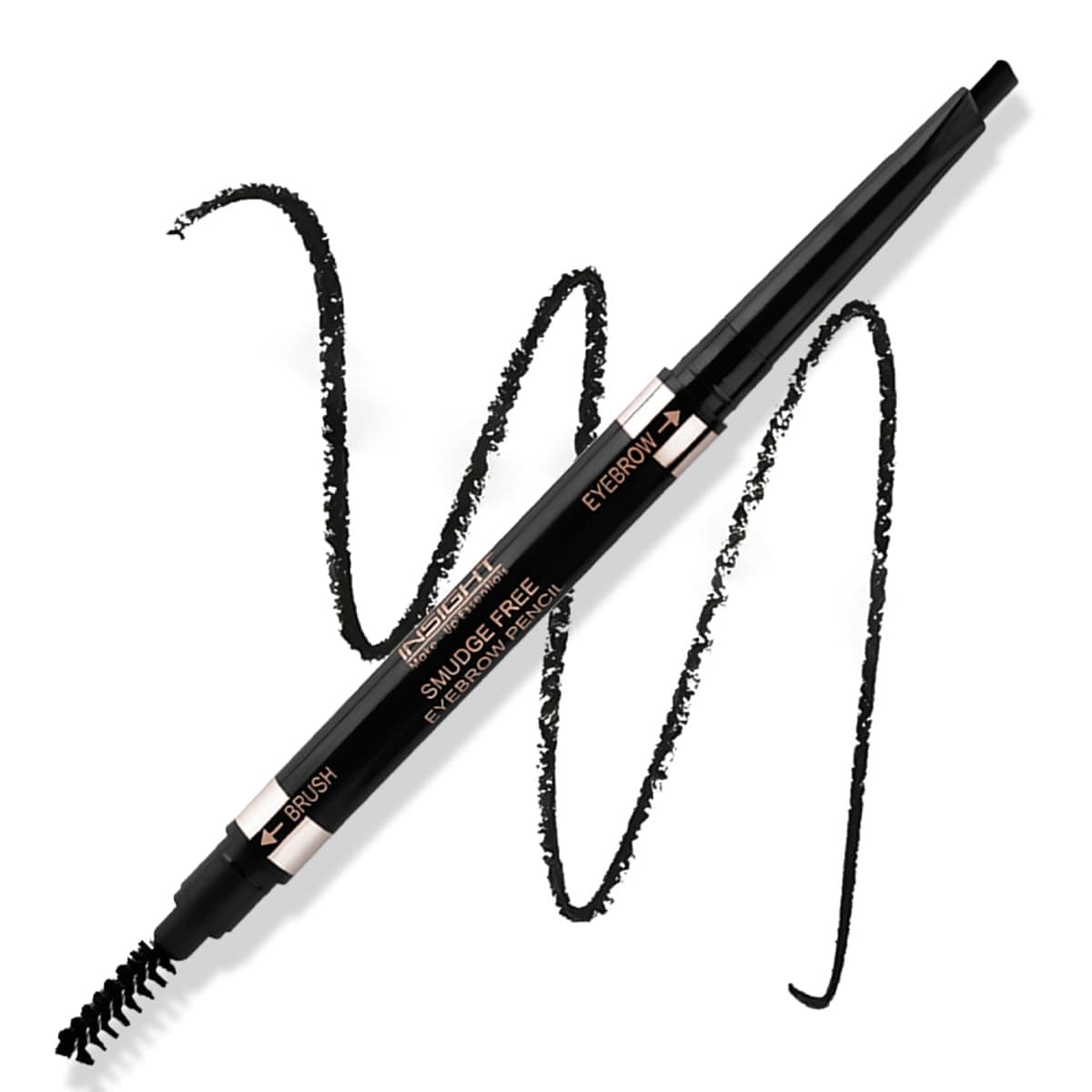 INSIGHT Smudge Free Eyebrow Pencil with Spoolie | Matte Finish | Long Lasting & Waterproof | For Indian Skin Tones | 30gm | Shade: Black