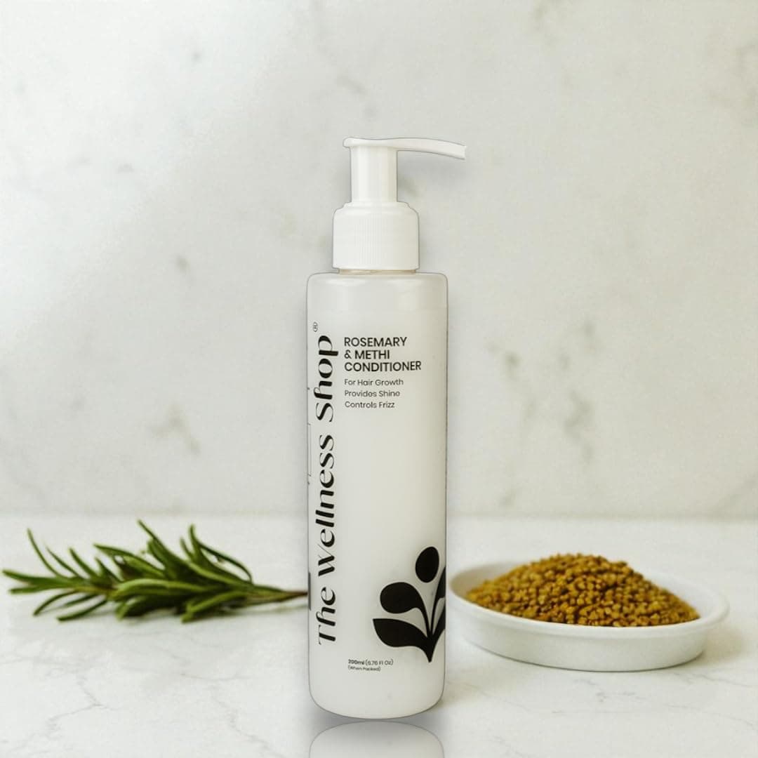 The Wellness Shop Rosemary & Methi Hair Conditioner 200ml – Strengthening & Anti-Hair Fall Formula – Sulfate & Paraben Free – All Hair Types – Deep Conditioning & Scalp Nourishment, Men & Women