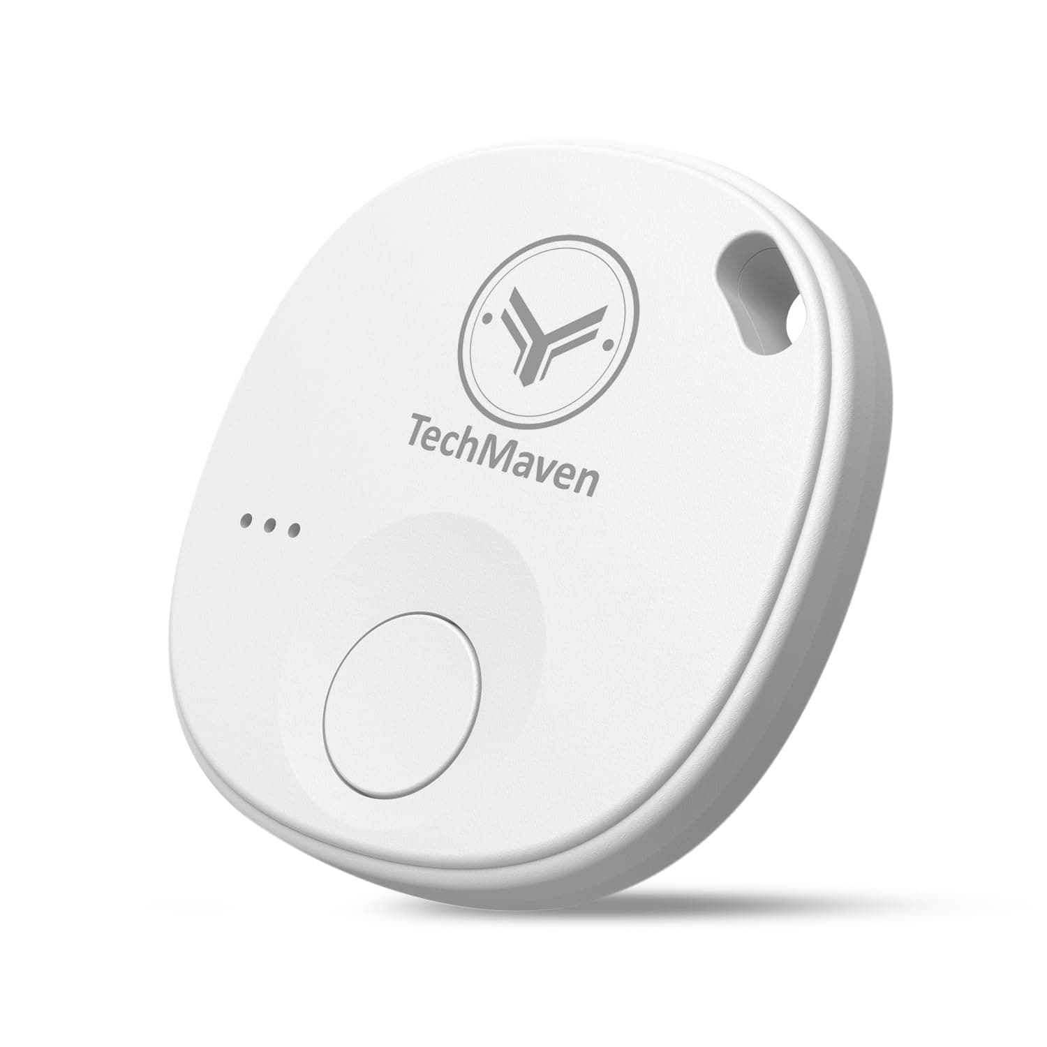 TechMaven AeroTag Bluetooth Tracker for iOS with Find My Network | Anti-Lost & Anti-Theft Item Locator | Keys Wallet Bag Luggage Pets | Loud Alarm | No SIM Required | 1 Year Battery Life | White